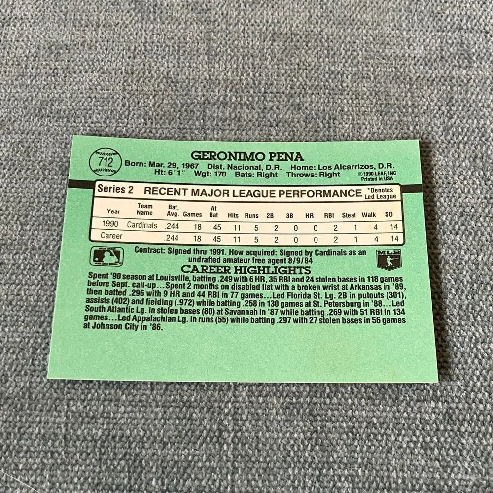 1991 Donruss St. Louis Cardinals Baseball Card Trading Card